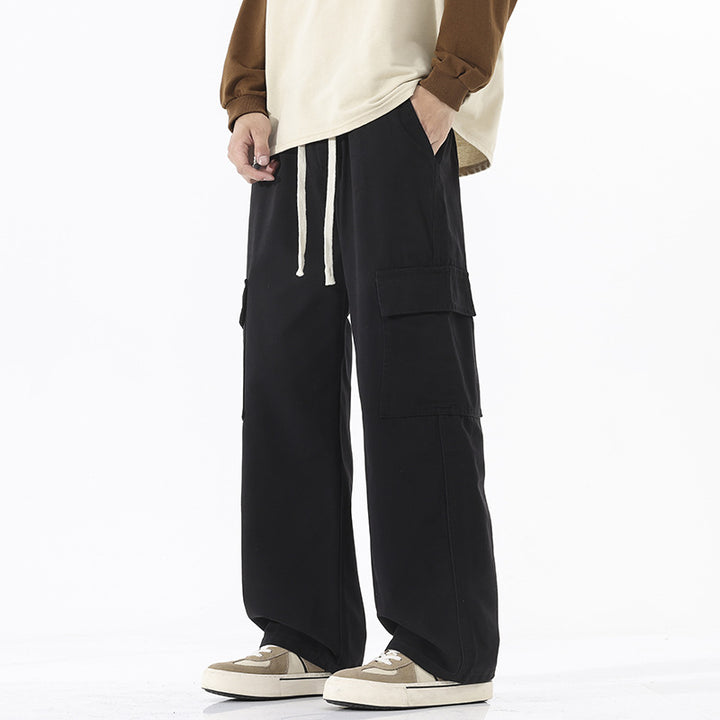 Men's Super Wide Utility Cargo Pants in Low Rise Baggy Cut with Drawstring Mune Fashion