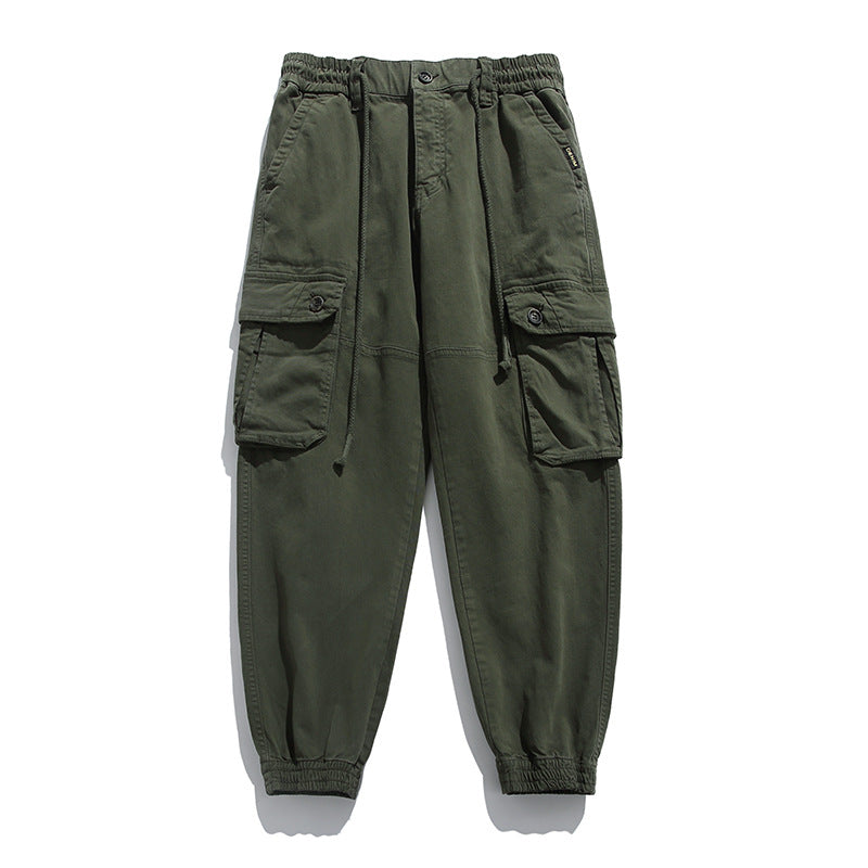 Men's Soft Cotton Utility Cargopants in Jogger Style with Elastic Waistband and Oversized Flap Pockets Drune