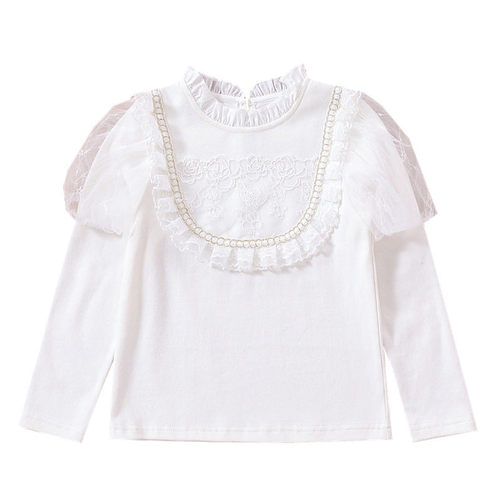 Girl T-shirt with elegant tulle sleeves and ruffle details Mune Fashion