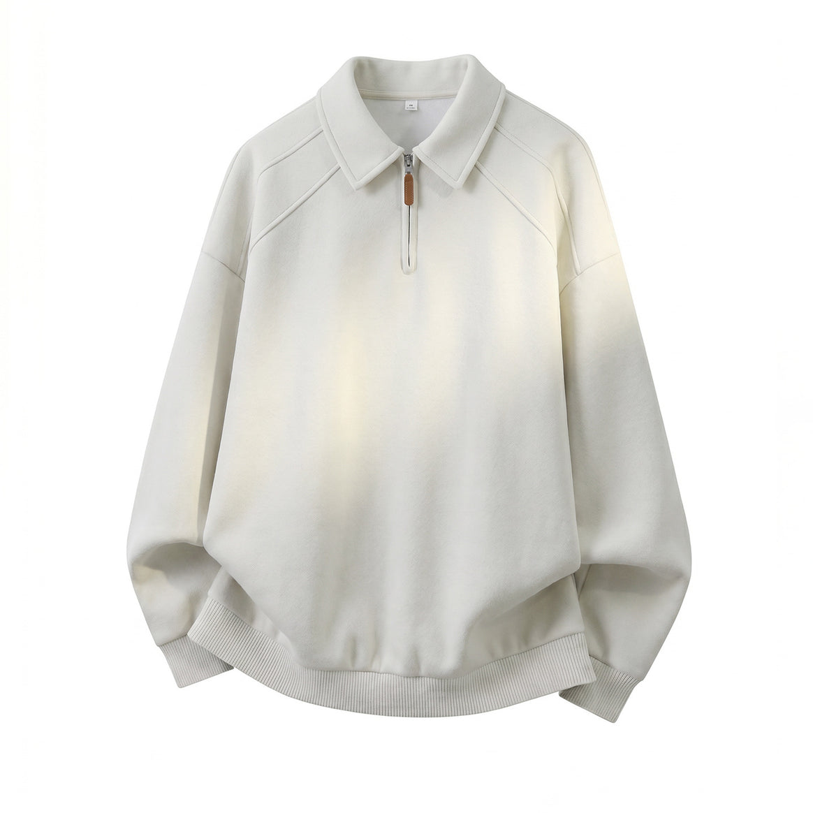 Unisex Relaxed Sweatshirt in Polo Look with Polo Collar, Short Zipper and Raglan Sleeves Mune Fashion