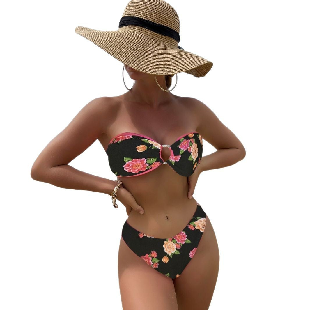 Ladies Bandeau Bikini with Floral Design Mune Fashion