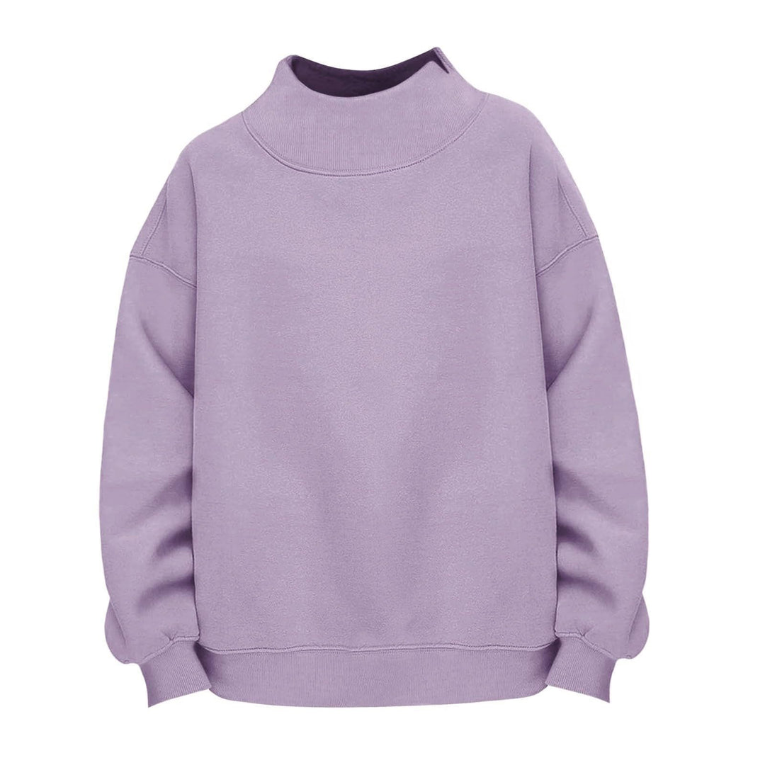 Women Casual Funnel-Neck Sweatshirt in Oversized Cut with Dropped Shoulder Mune Fashion