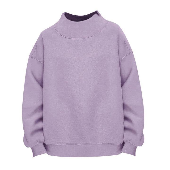 Women Casual Funnel-Neck Sweatshirt in Oversized Cut with Dropped Shoulder Mune Fashion