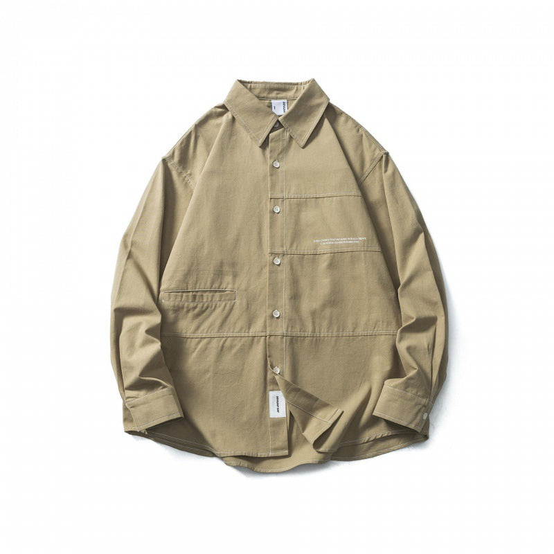 Men's Oversize Canvas Shirt Jacket with Cap Seams and Patch Pockets Mune Fashion