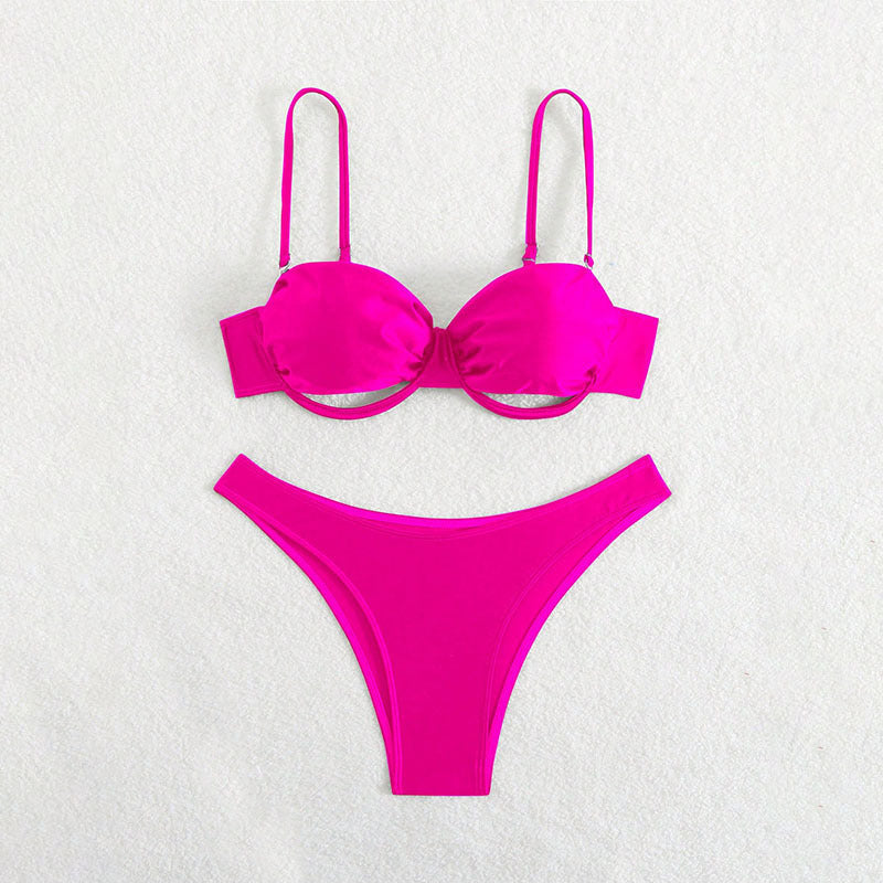 Women's Push-Up Bikini with delicate straps and high leg cut Mune Fashion
