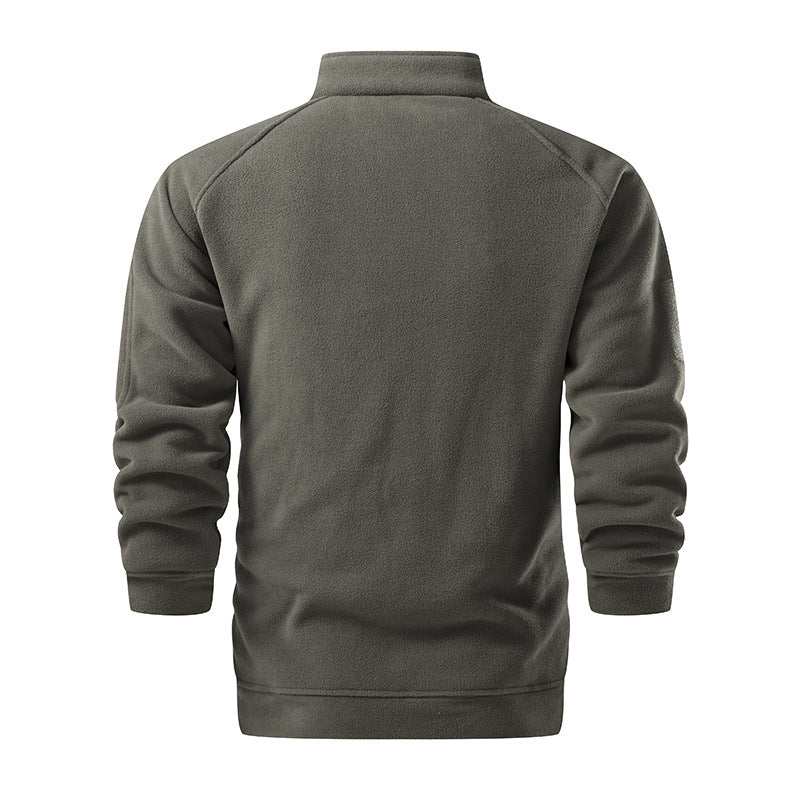 Men's Tactical Microfleece Sweater with High Stand-Up Collar, Sleeve Zip Pocket and Raglan Sleeves Mune Fashion