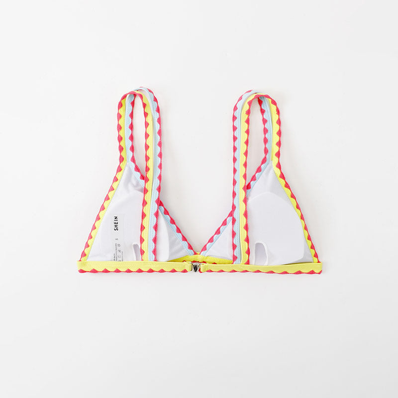Women's Triangle Bikini with Colorful Lace Band Mune Fashion