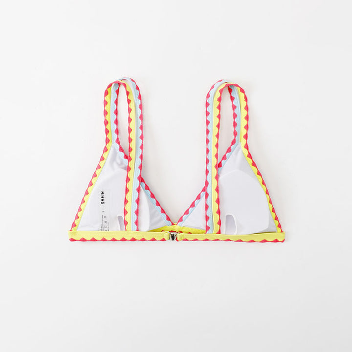 Women's Triangle Bikini with Colorful Lace Band Mune Fashion