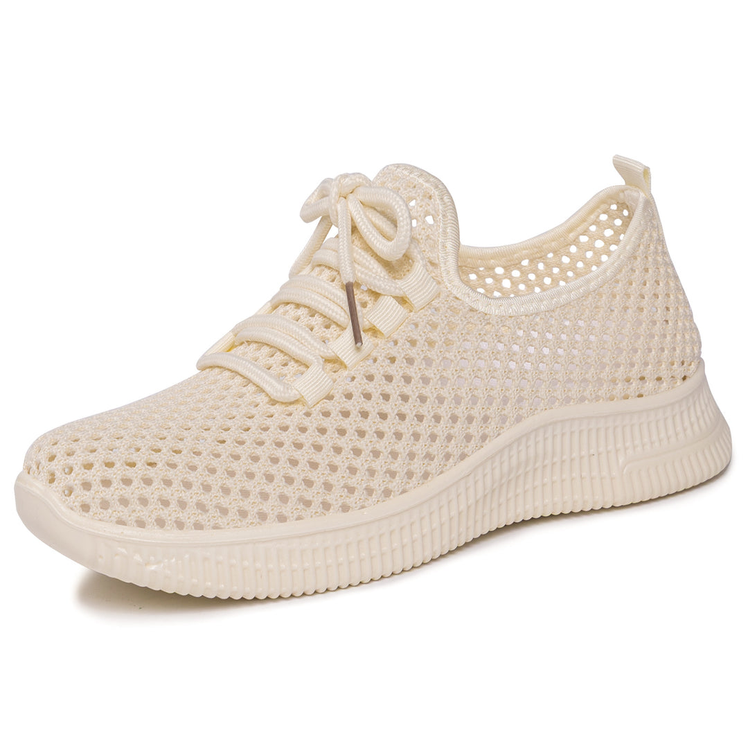 Women's breathable mesh slip-on sneakers with elastic lacing and flexible profile sole Mune Fashion