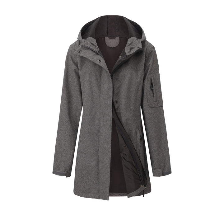 Women's nan functional softshell parka with teddy fleece lining, hood, and waist drawstring Mune Fashion