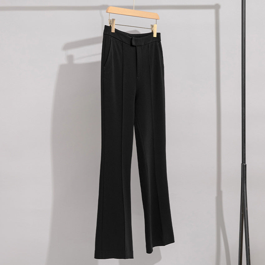 Women's High-Waist Pants with Wide Flare and Crease Mune Fashion