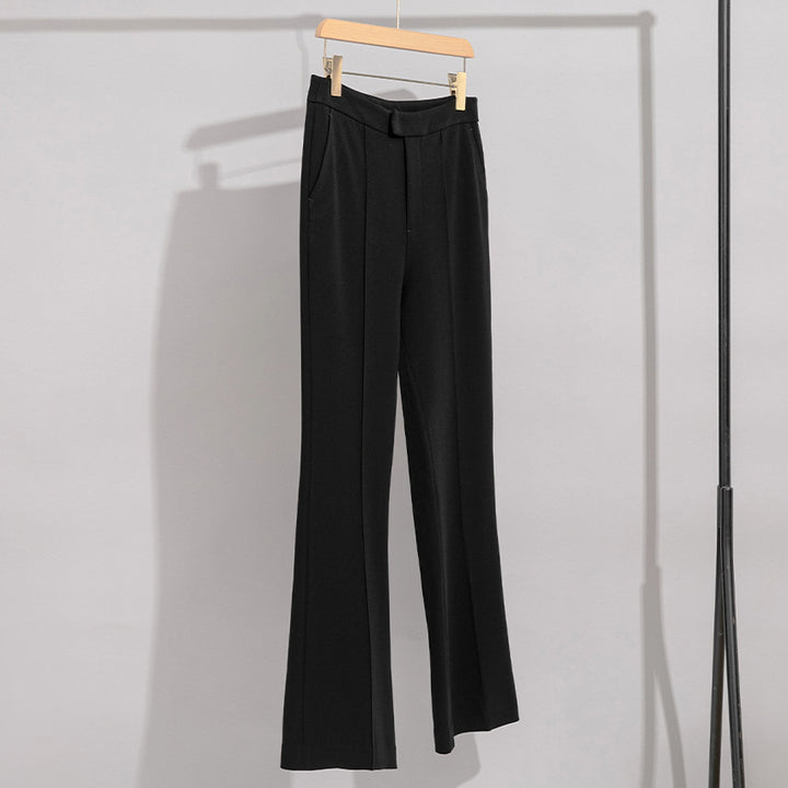 Women's High-Waist Pants with Wide Flare and Crease Mune Fashion