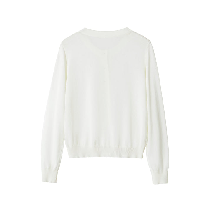 Ladies Fine Short Cardigan with Round Neck, Button Placket and Tailored Cuff Mune Fashion