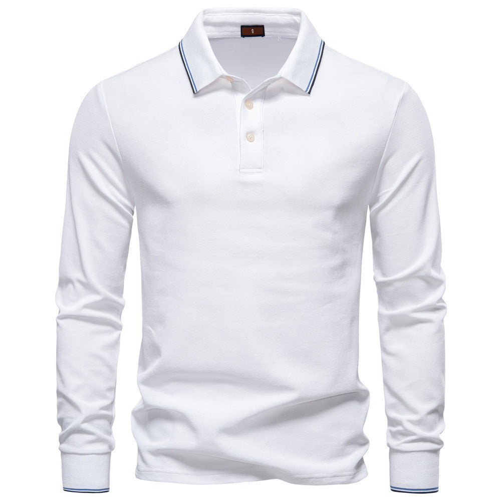Men's tailored long-sleeve polo made of fine cotton pique with concealed button placket and ribbed cuffs Mune Fashion