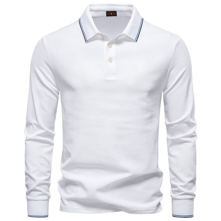 Men's tailored long-sleeve polo made of fine cotton pique with concealed button placket and ribbed cuffs Mune Fashion