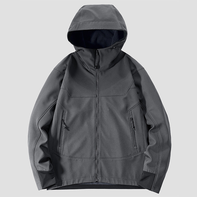 Men's Softshell Outdoor Jacket with windproof, breathable membrane and adjustable hood Mune Fashion