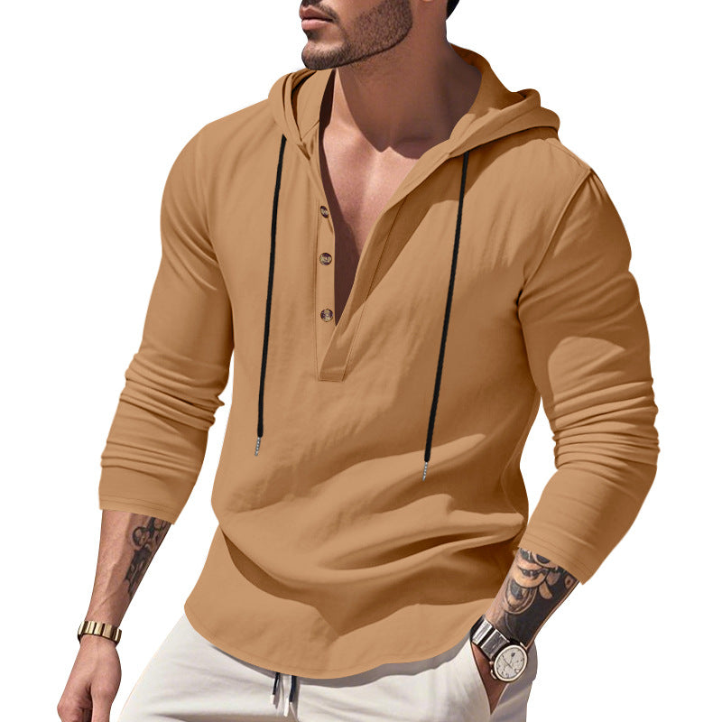 Men's casual hoodie with button placket and slim fit Mune Fashion