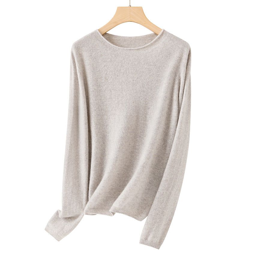 Women Fine ultralight round neck sweater made of microfiber fine knit with minimalist silhouette Mune Fashion