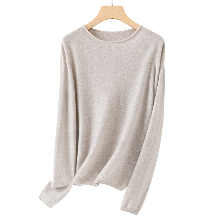 Women Fine ultralight round neck sweater made of microfiber fine knit with minimalist silhouette Mune Fashion