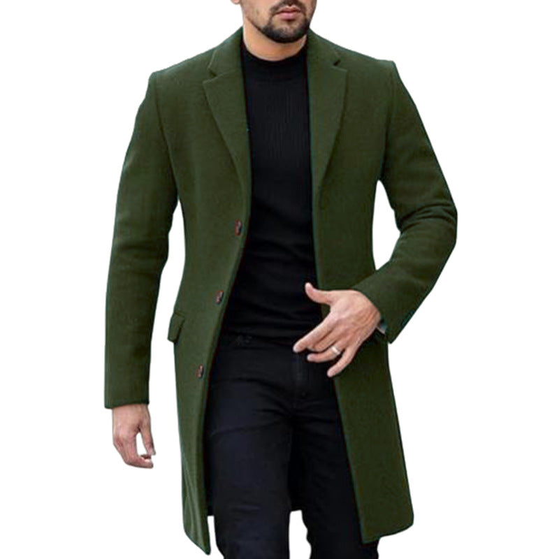 Men's Elegant Wool Coat with Modern Cut and Practical Pockets Mune