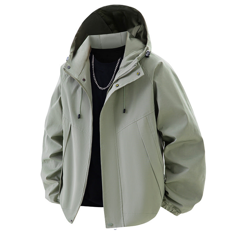 Men's Lightweight Waterproof Hooded Jacket in Oversized Cut with Elastic Cuffs & Concealed Zipper Mune Fashion
