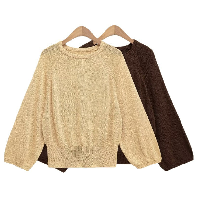 Women's Oversized Knitted Sweater with Balloon Sleeves and Wide Ribbed Hem Mune Fashion