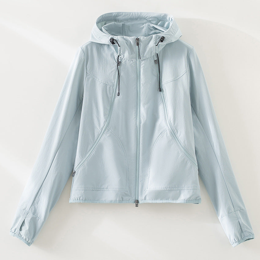 Women's Ultralight Hooded Windbreaker with Two-Way Zipper Mune Fashion