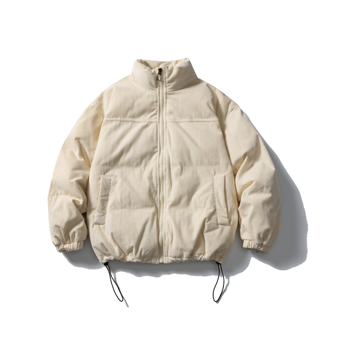 Unisex Padded Cord Blouson Jacket with Stand Collar, Elastic Cuffs, and Drawstring Mune Fashion