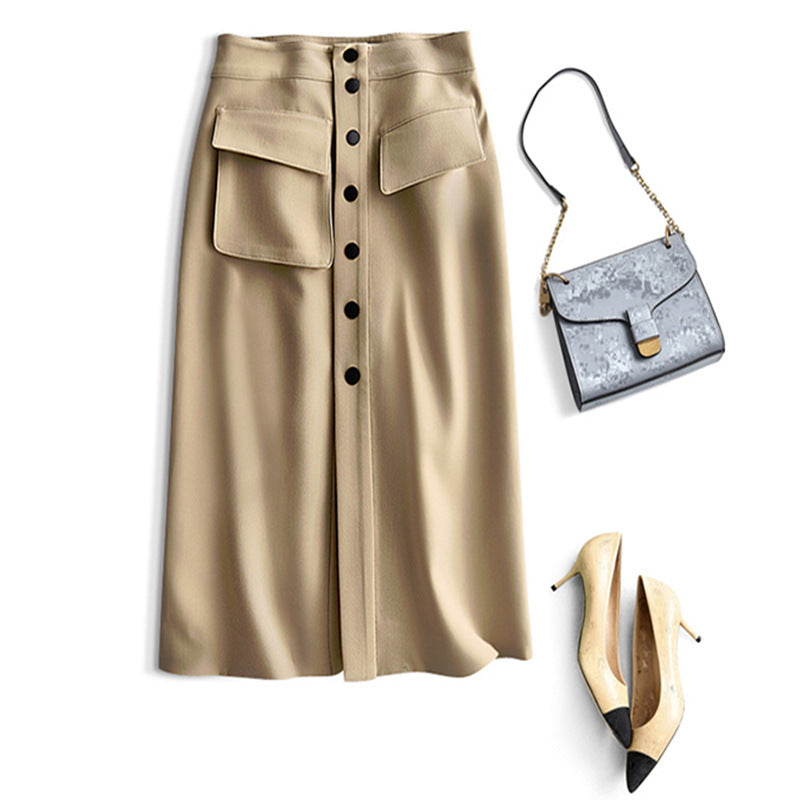 Women's Elegant Midi Skirt with Pockets Mune Fashion