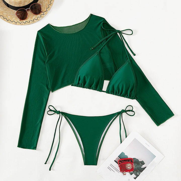 Women's bikini set with transparent long sleeve blouse Mune Fashion