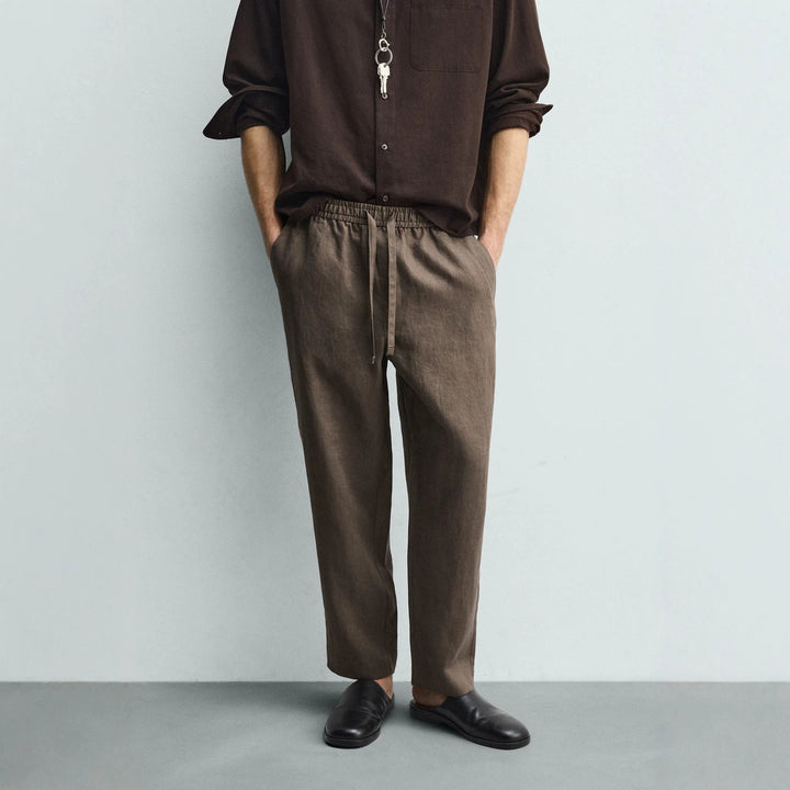 Men's linen pants with elastic waistband and drawstring Mune Fashion
