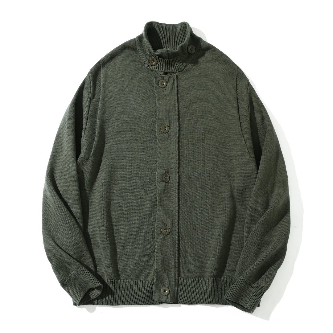 Men's knit cardigan with high collar and full button placket Mune Fashion