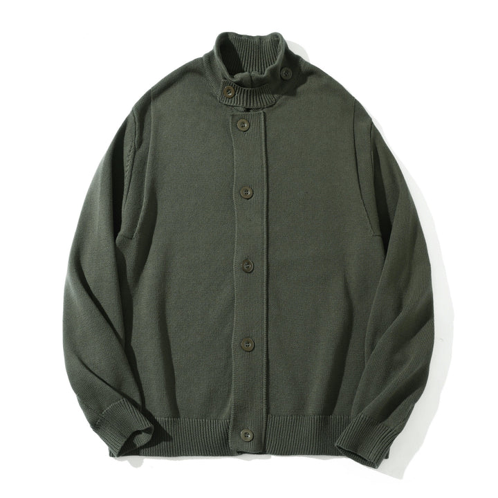Men's knit cardigan with high collar and full button placket Mune Fashion