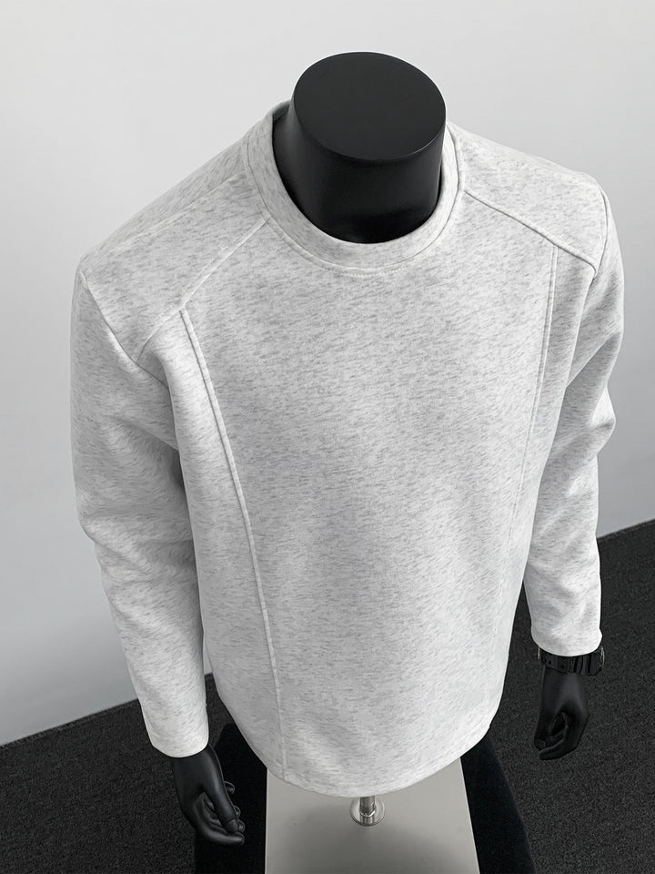Men's sweatshirt with structured seam details and round neck Mune Fashion