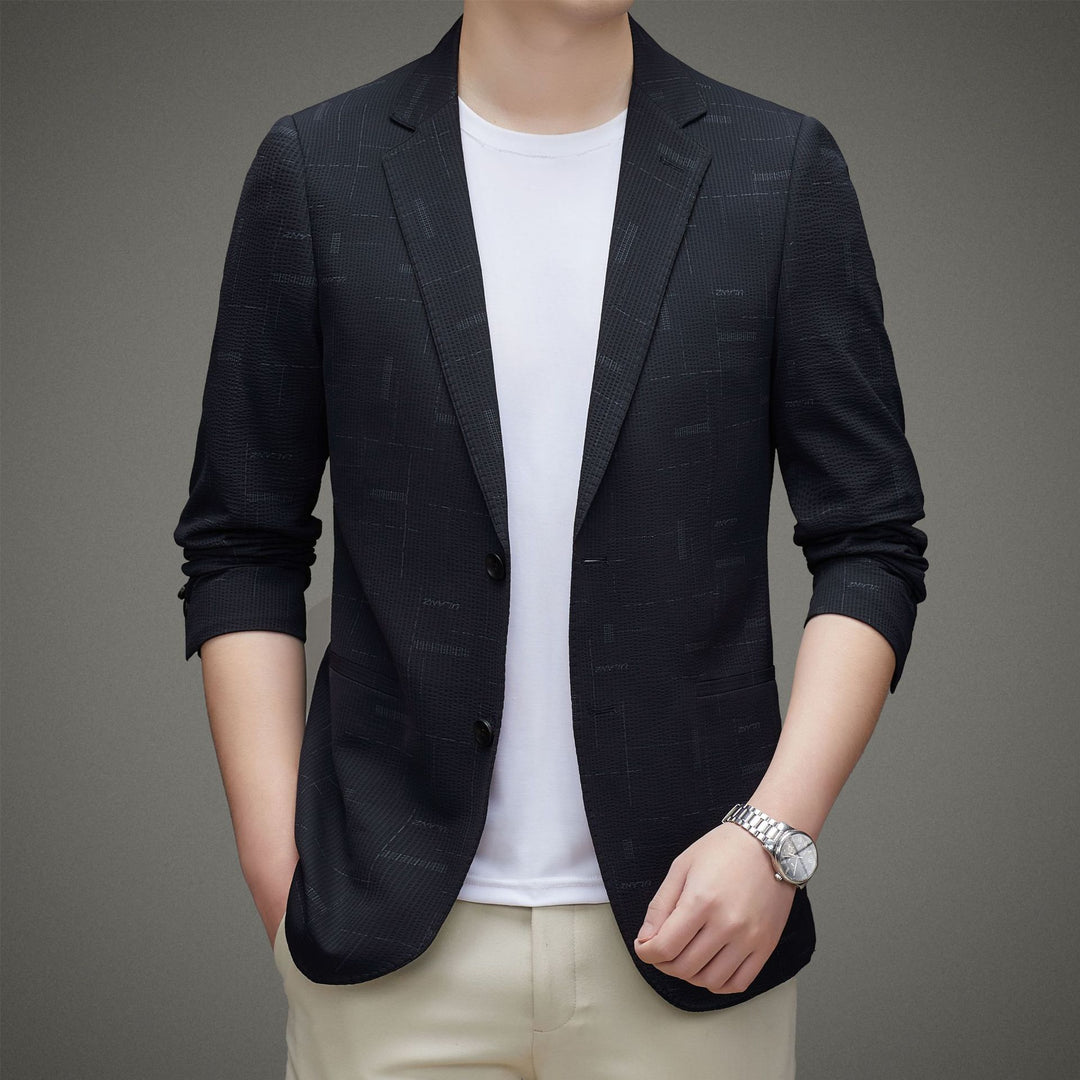 Men's blazer in a slim fit made of textured fabric with rolled-up sleeves Mune Fashion