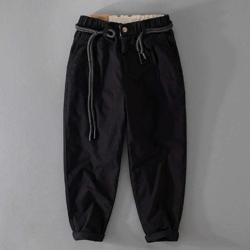 Men's Cord Drawstring Tapered Pants made of cotton blend with elastic waistband and tapered leg Mune Fashion