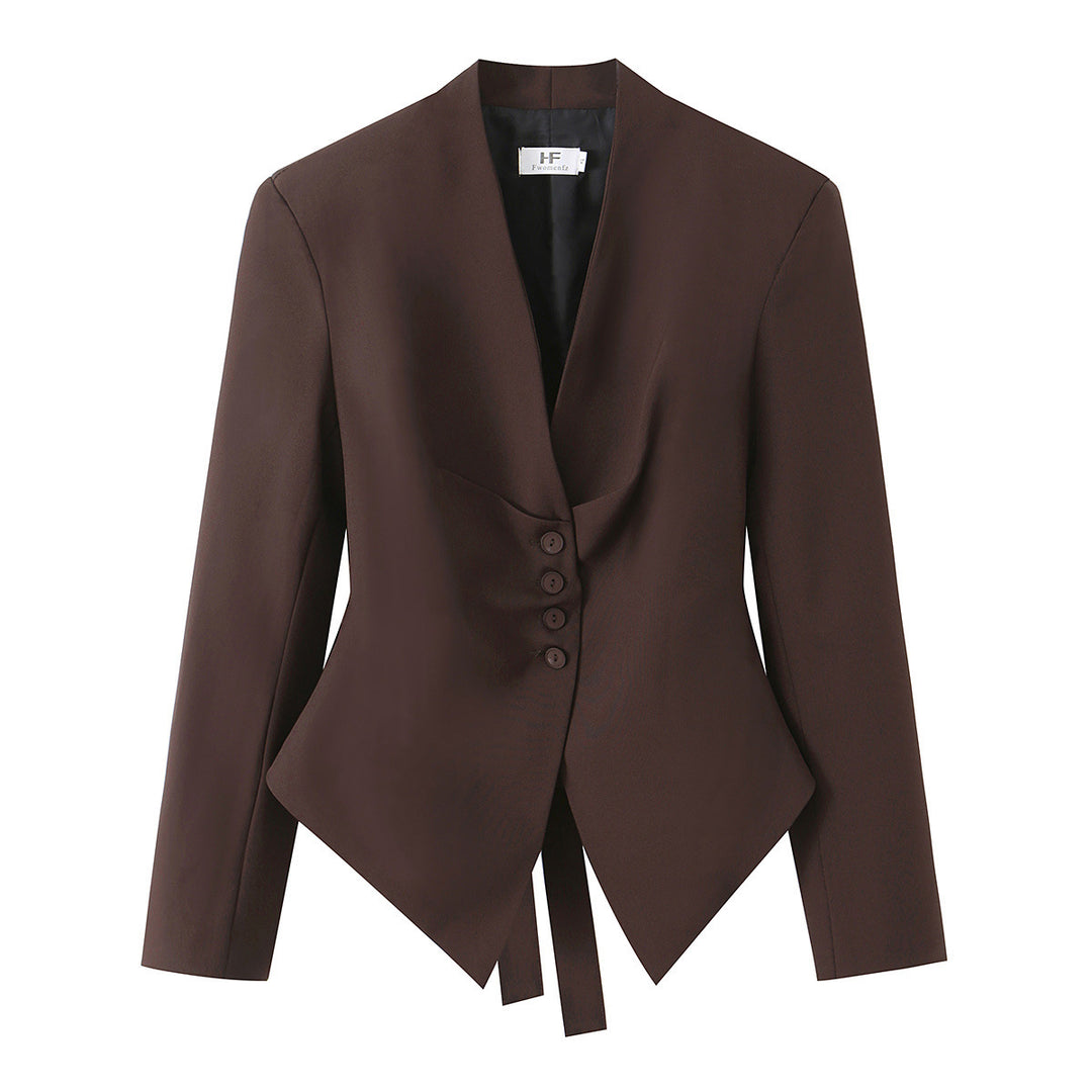 Women's fitted blazer with asymmetric hem and wrap detail Mune Fashion