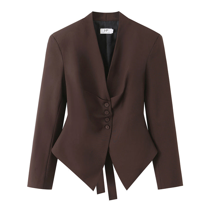Women's fitted blazer with asymmetric hem and wrap detail Mune Fashion