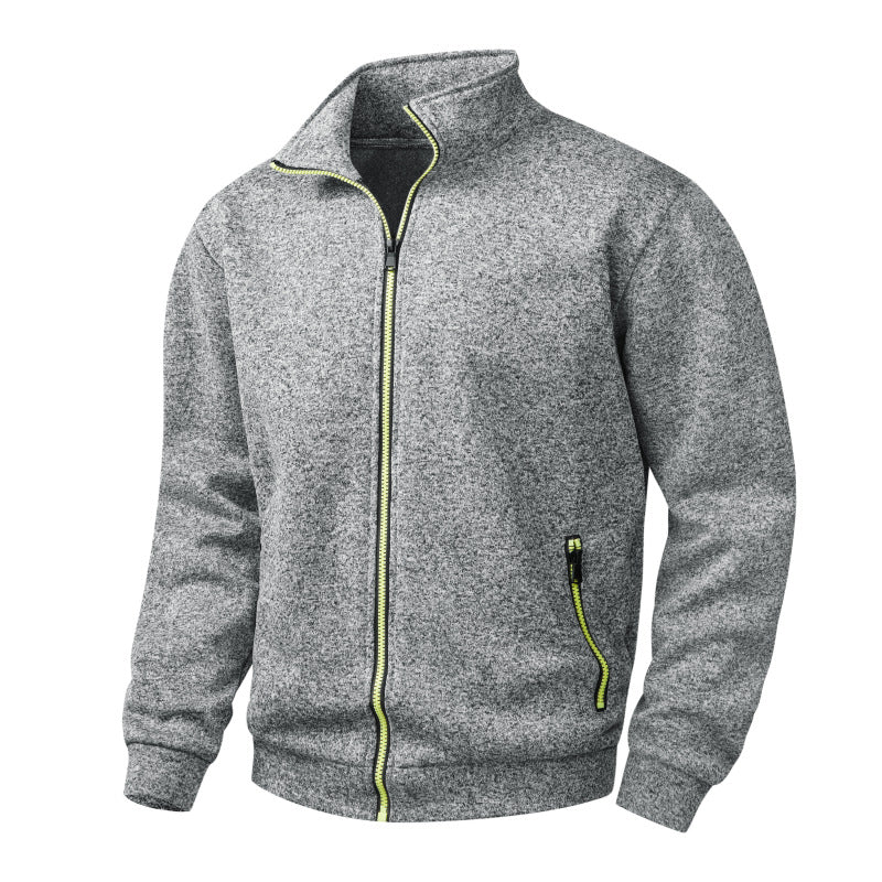 Men's fleece cardigan with full zip, stand collar & neon contrast details Mune Fashion