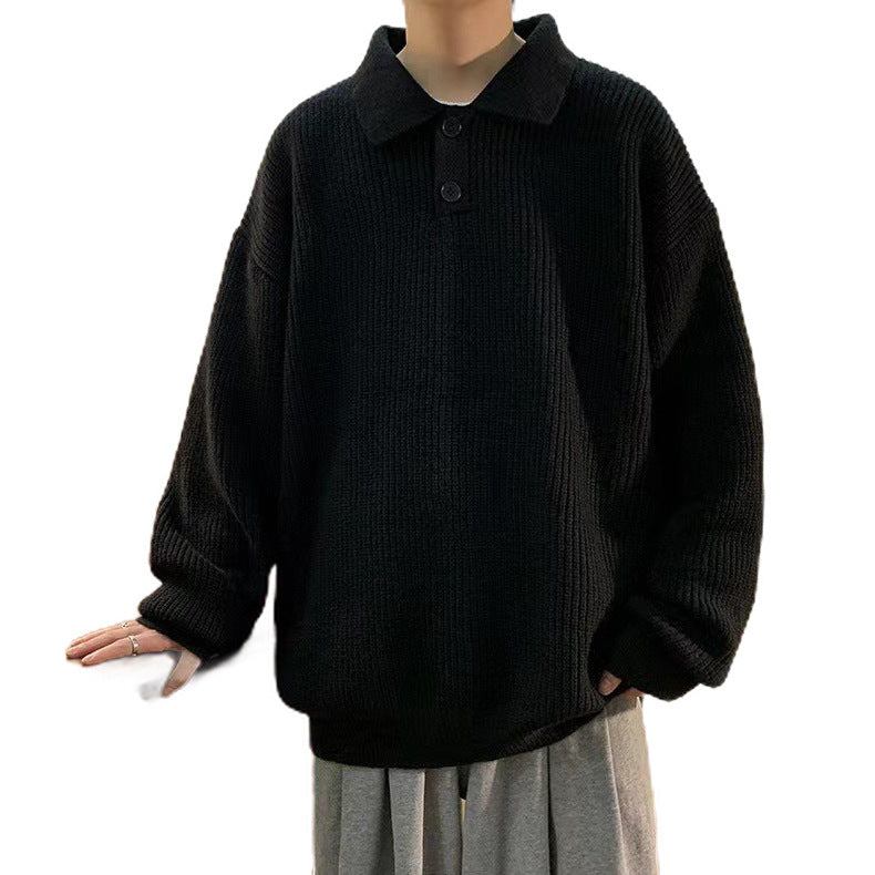 Ladies Comfortable Chunky Knit Sweater with Collar Mune Fashion