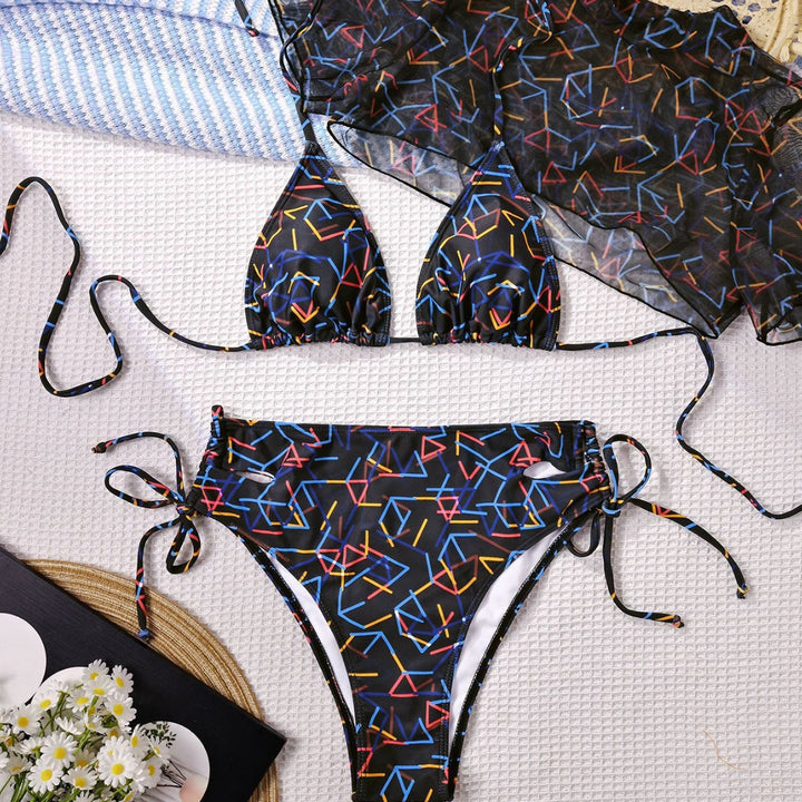 Women's Triangle Bikini with Transparent Overlay Mune Fashion