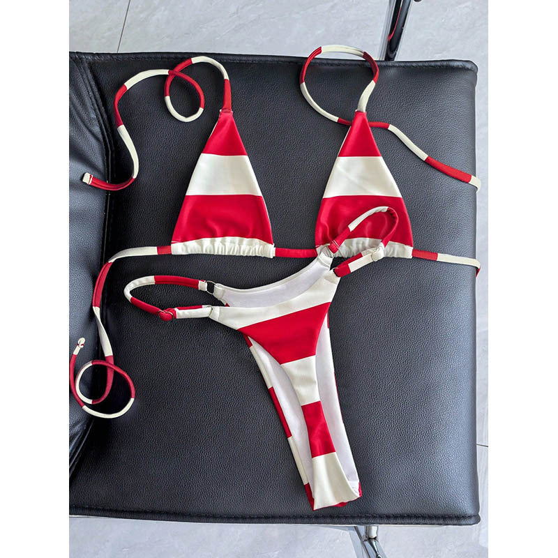 Women's Triangle Bikini with striking stripe design Mune Fashion
