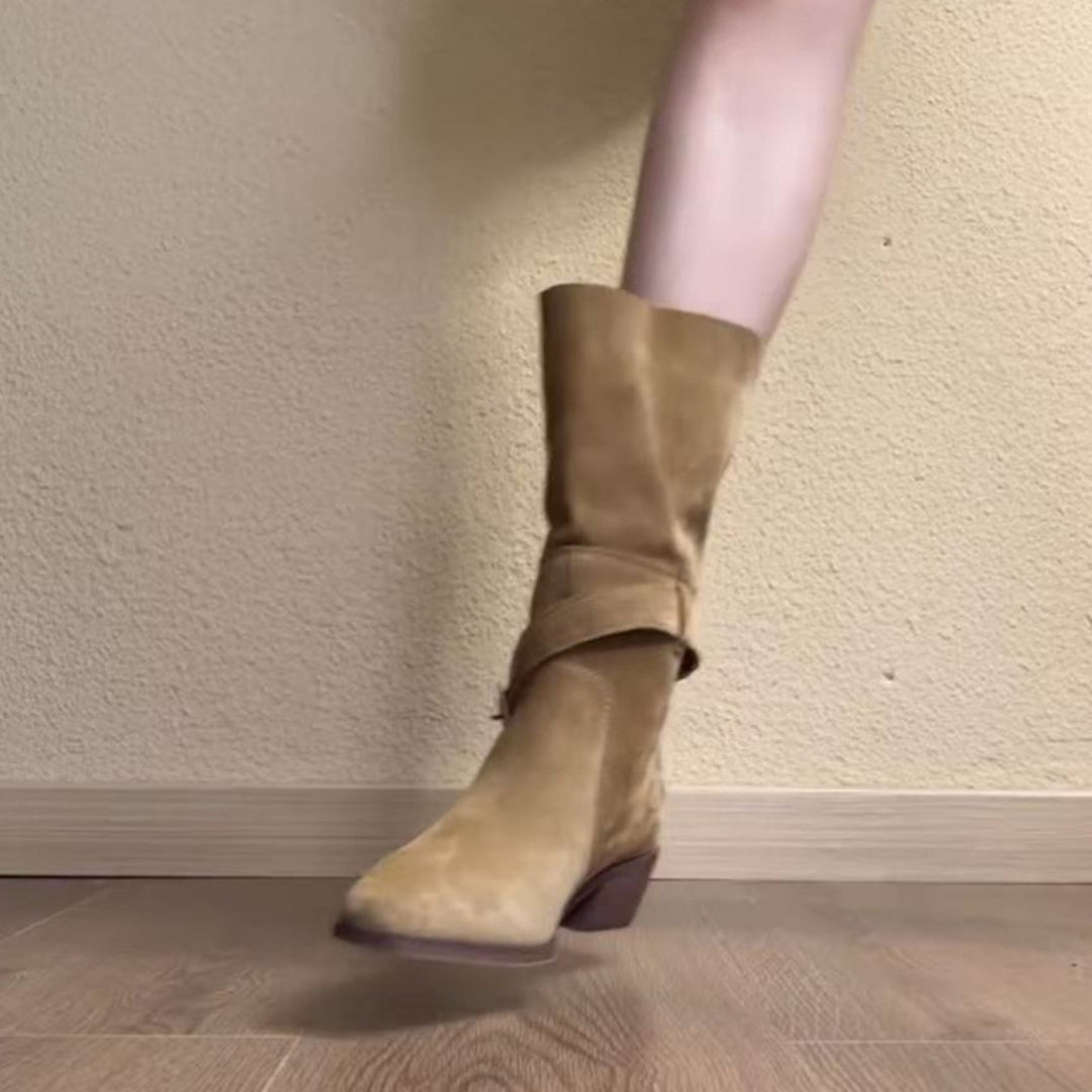 Women's Elegant Lace-Up Boots with Stylish Strap Mune Fashion