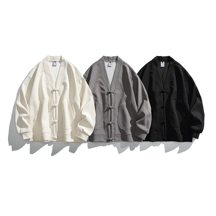 Men's loose-fitting kimono jacket in Hanfu style with drawstring closures and patch pockets Mune Fashion