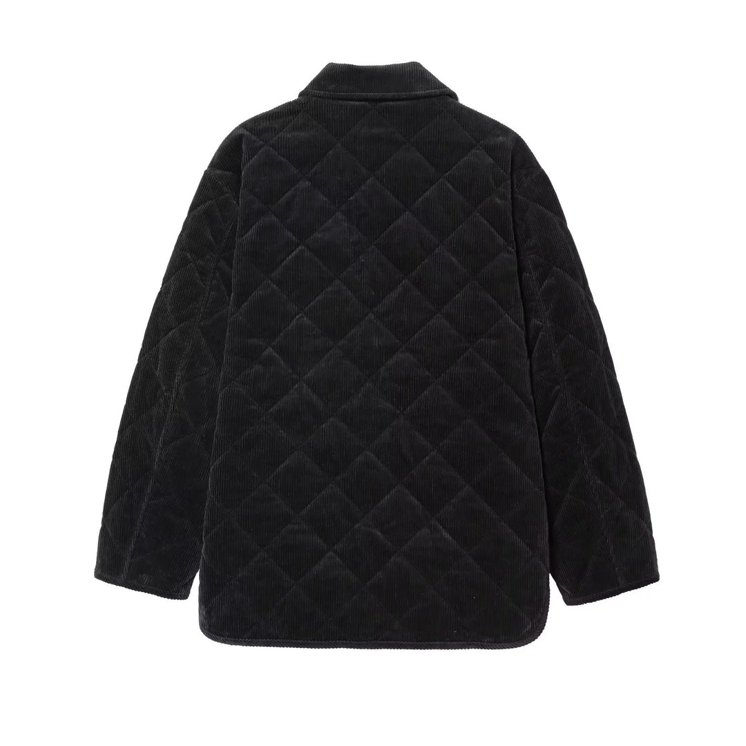 Women's non-quilted cord jacket in oversized look with shirt collar and snap button placket Mune Fashion