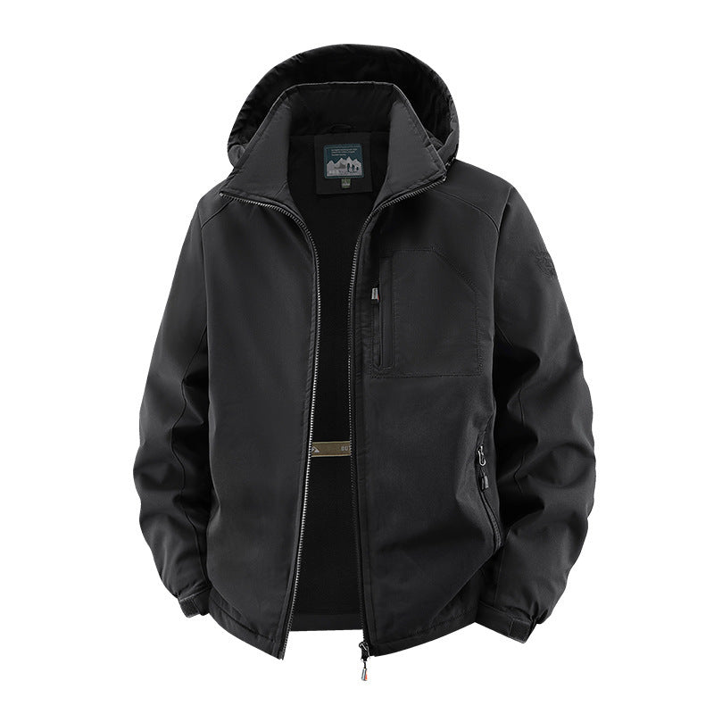 Men's Windproof Softshell Thermal Jacket with Fleece Lining and Hood Mune Fashion