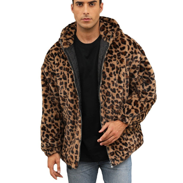 Men's Cozy Fleece Jacket In Leopard Pattern Mune