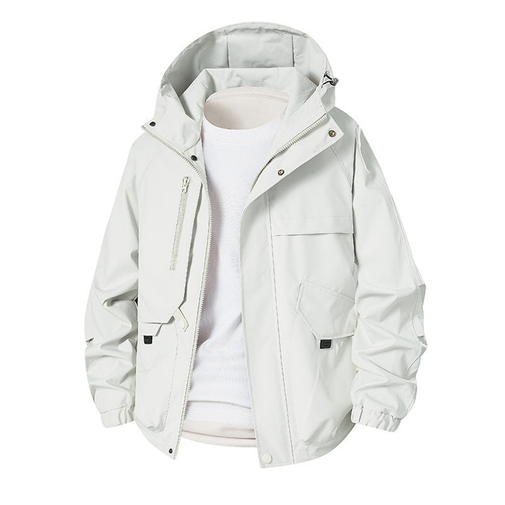 Men's Lightweight Waterproof Functional Jacket with Hood, Multi-Pockets and Raglan Sleeves Mune Fashion