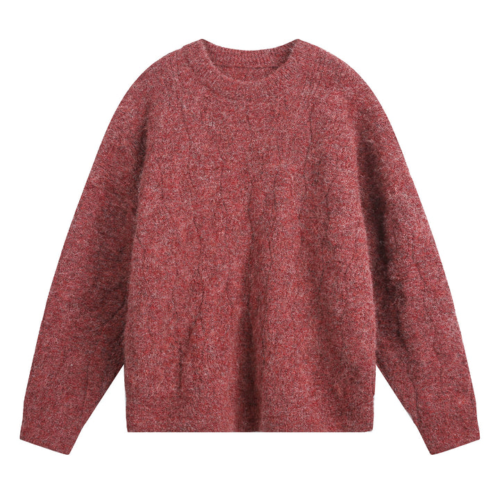 Unisex Oversize Cable Knit Sweater with Round Neck and Textured Structure Mune Fashion