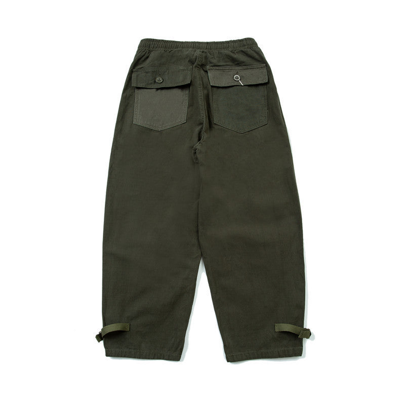 Men's Loose Fit Utility Cargo Pants with Drawstring Waist and Adjustable Leg Straps Mune Fashion